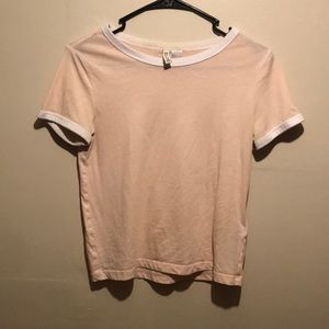 Divided pink and white tee